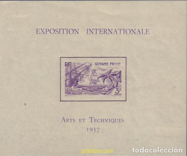Stamps: 596444 HINGED GUYANA FRANCESA 1937 EXPOSICION INTERNACIONAL DE PARIS