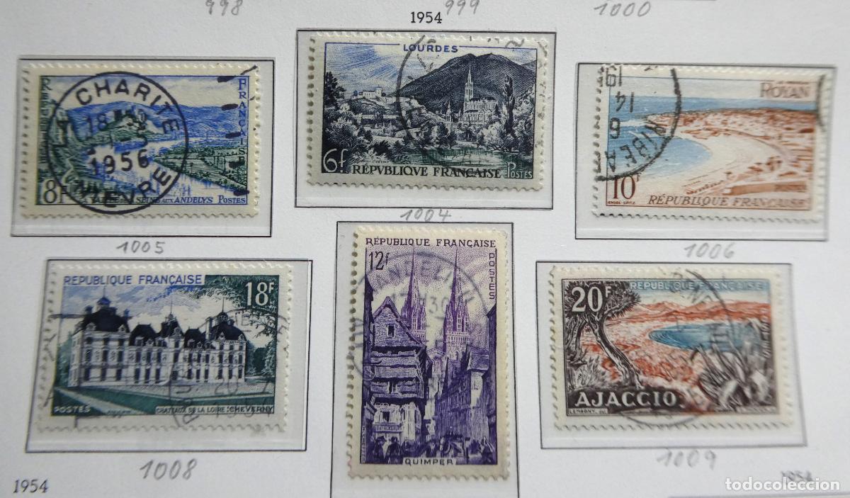 Sellos: Hoja con 10 sellos de Francia 1954 - Foto 2