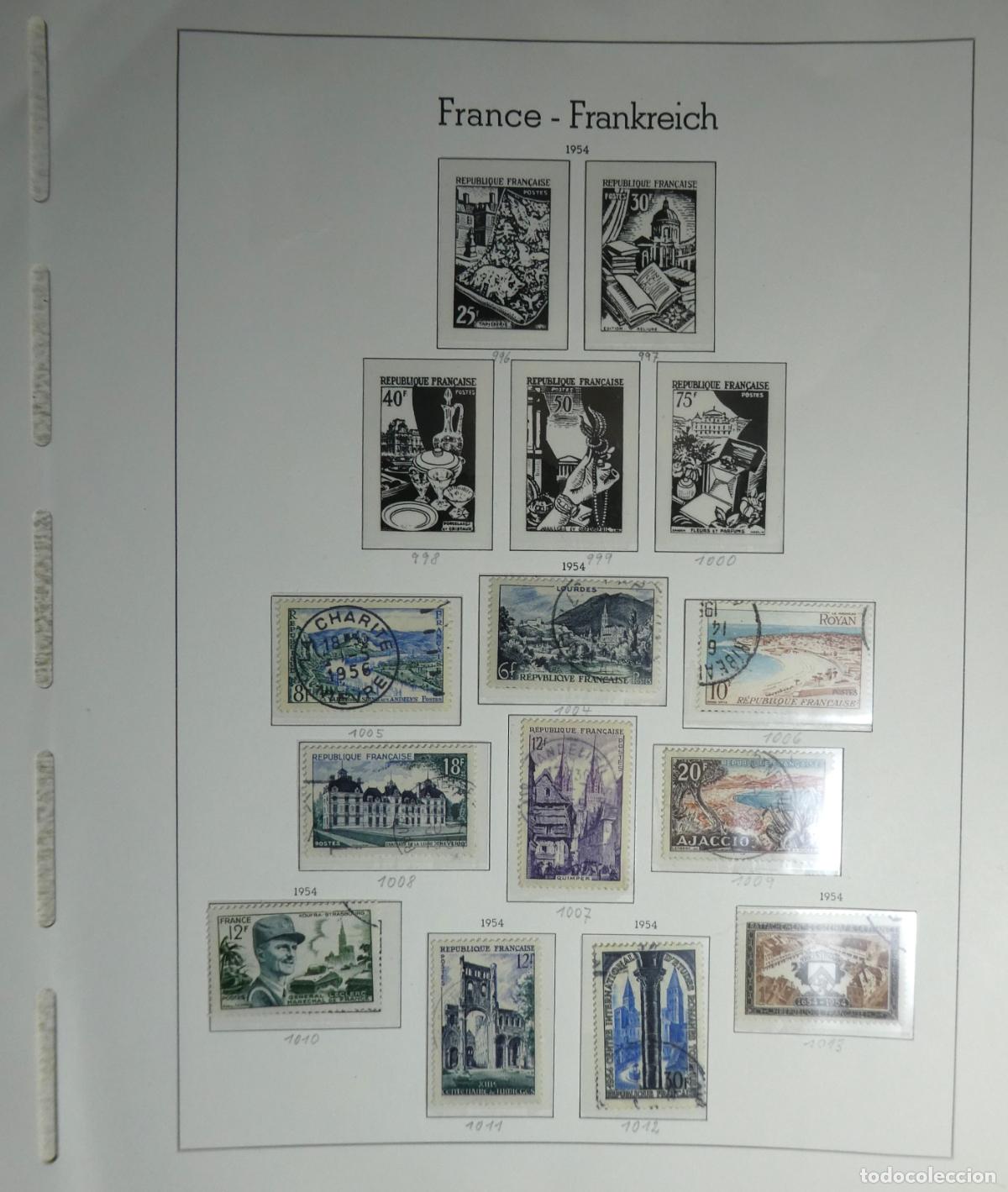 Sellos: Hoja con 10 sellos de Francia 1954 - Foto 1