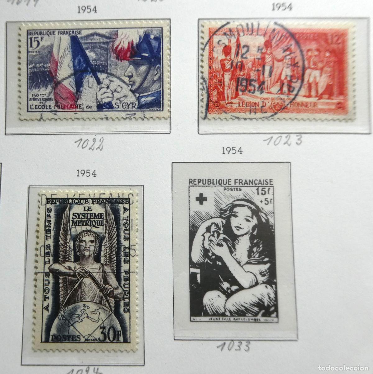 Sellos: Hoja con 4 sellos de Francia 1954 - Foto 3