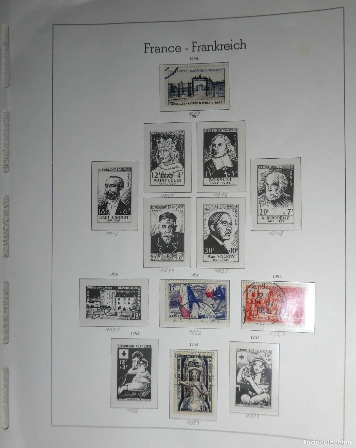 Sellos: Hoja con 4 sellos de Francia 1954 - Foto 1