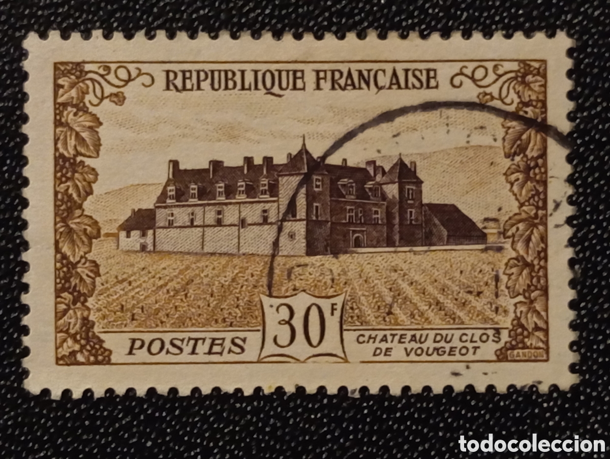 Sellos: FRANCIA 1951, YVERT N&ordm; 913, CASTILLO DE CLOS DE VOUGEOT.