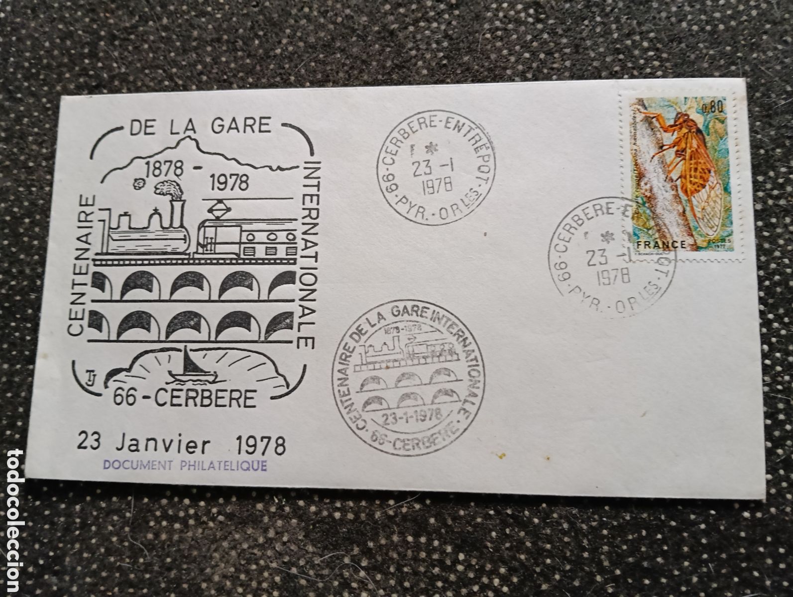 Sellos: Postal de CERBERE FRANCIA Centenaire de la Gare 1978 sin circular