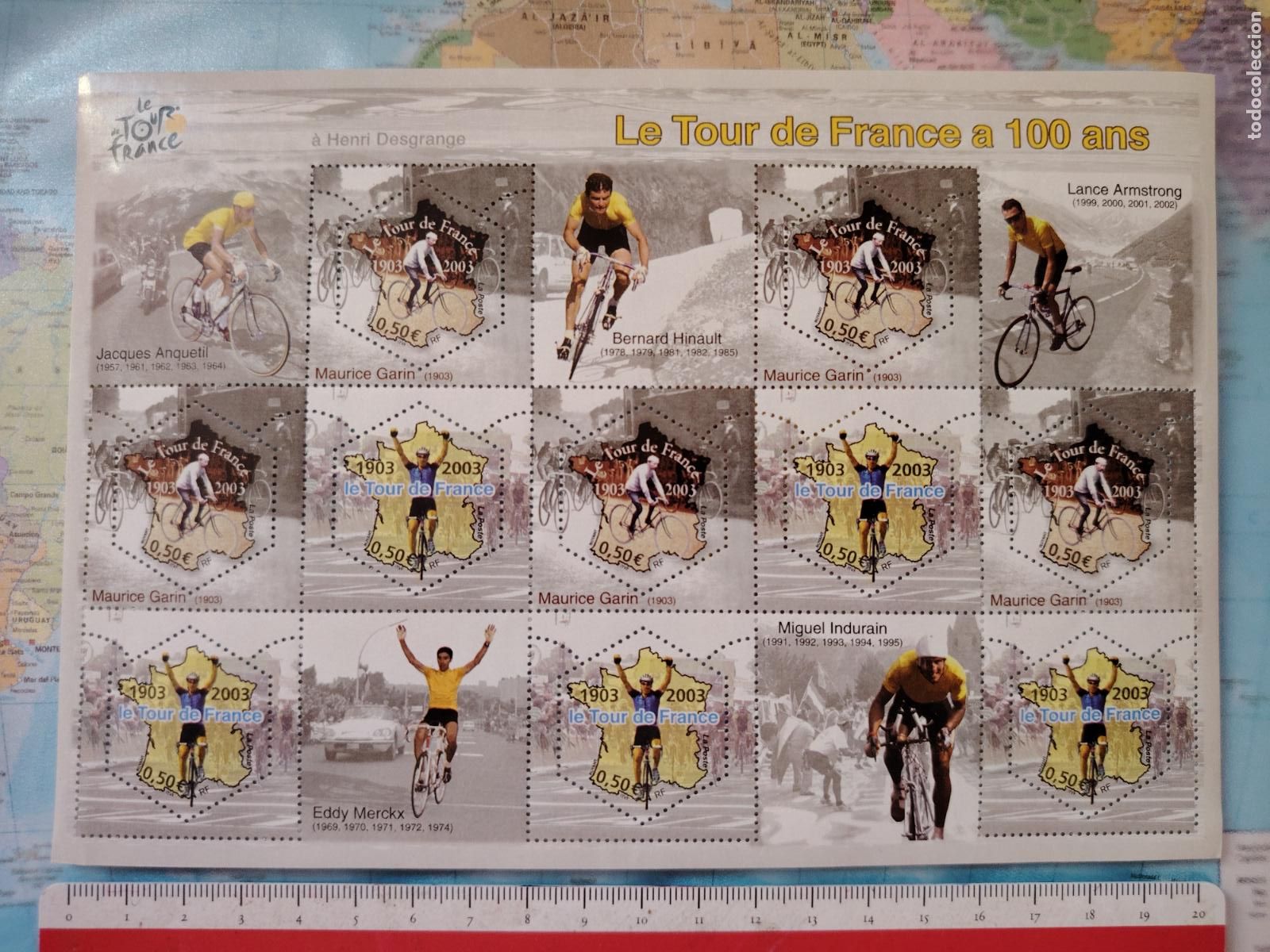 Sellos: sellos conmemorativos de los 100 a&ntilde;os del Tour de Francia - ciclismo