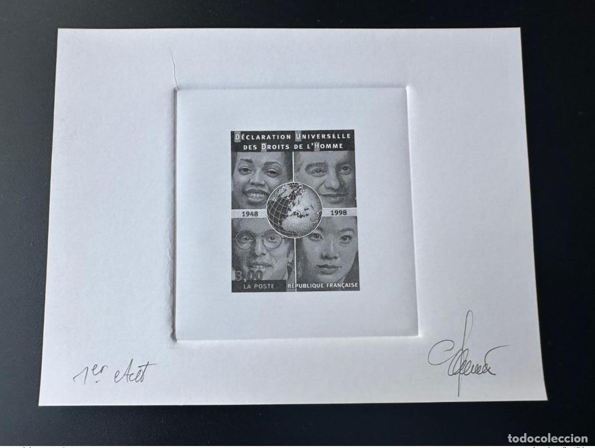 Sellos: Francia 1998 YT 3208 Prueba art&iacute;stica DECLARACI&Oacute;N UNIVERSAL DEL ESTADO DERECHOS HUMANOS