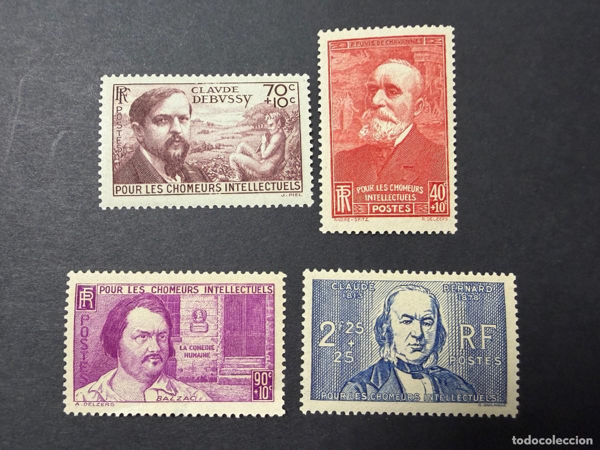 Sellos: FRANCIA, 1939. YVERT 436/39. AYUDA PARA LOS INTELECTUALES. SERIE COMPLETA. NUEVOS. CON FIJASELLOS
