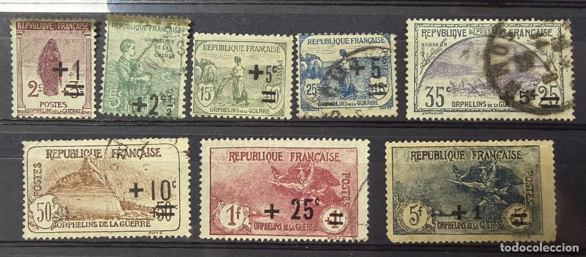 Sellos: FRANCIA, 1922. YVERT 162/69. HU&Eacute;RFANOS DE GUERRA. SERIE COMPLETA. USADOS.