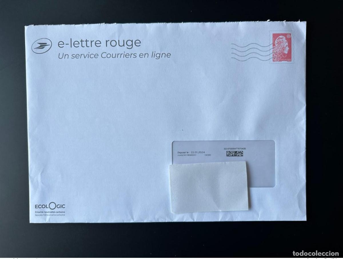 Sellos: Carta electr&oacute;nica PAP France 2024 roja Marianne L'Engag&eacute; Yz LARGE modelo 32 x 23 cm