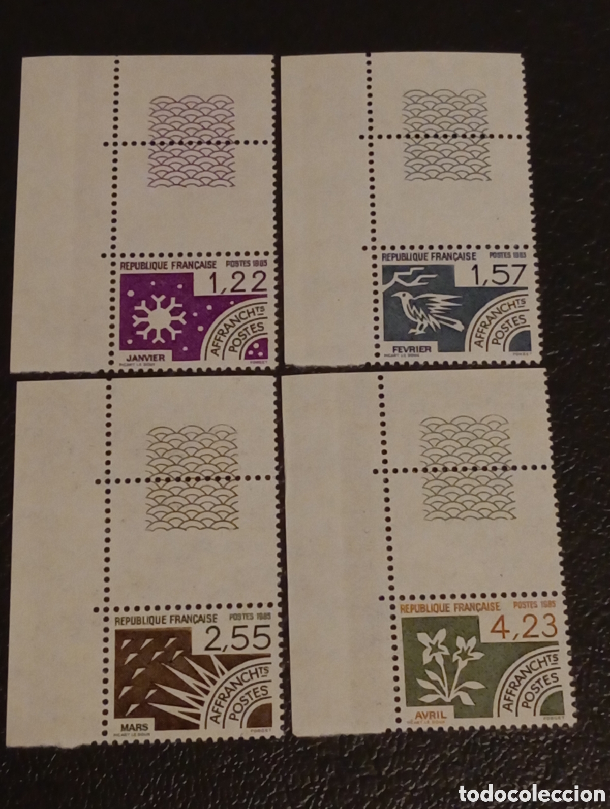 Sellos: Francia 1985 - Preobliterados Meses del A&ntilde;o (Enero-Abril) - Yvert 186/189 MNH