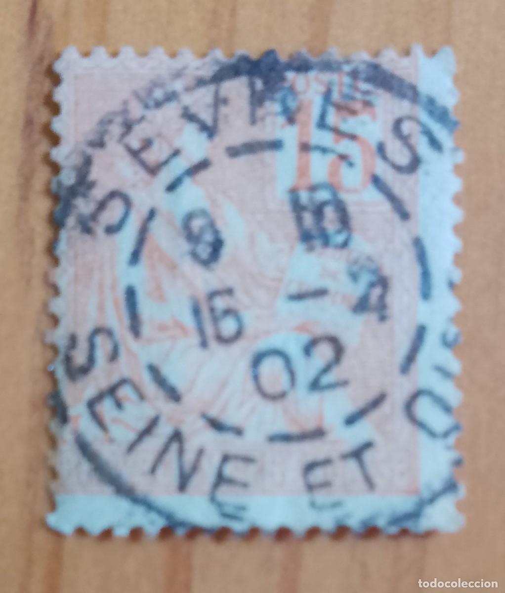 Sellos: FRANCIA - V/F 15 - A&Ntilde;O 1900 - LA REP&Uacute;BLICA Y LOS DERECHOS DEL HOMBRE - CON MATASELLO IDENTIFICATIVO