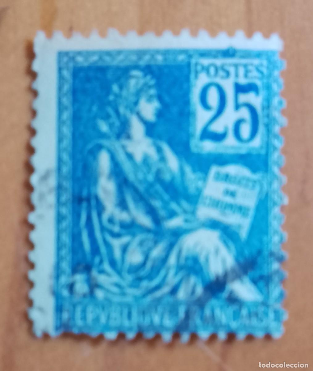 Sellos: FRANCIA - V/F 25 - A&Ntilde;O 1900 - LA REP&Uacute;BLICA Y LOS DERECHOS DEL HOMBRE