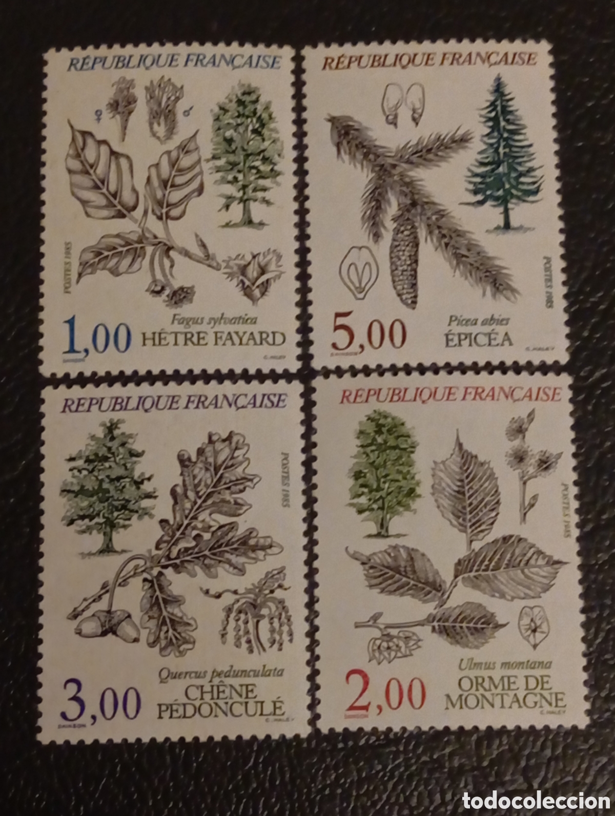 Sellos: Francia 1985 - Serie &Aacute;rboles Completa - Yvert 2384/87 (Scott 1984/87) MNH