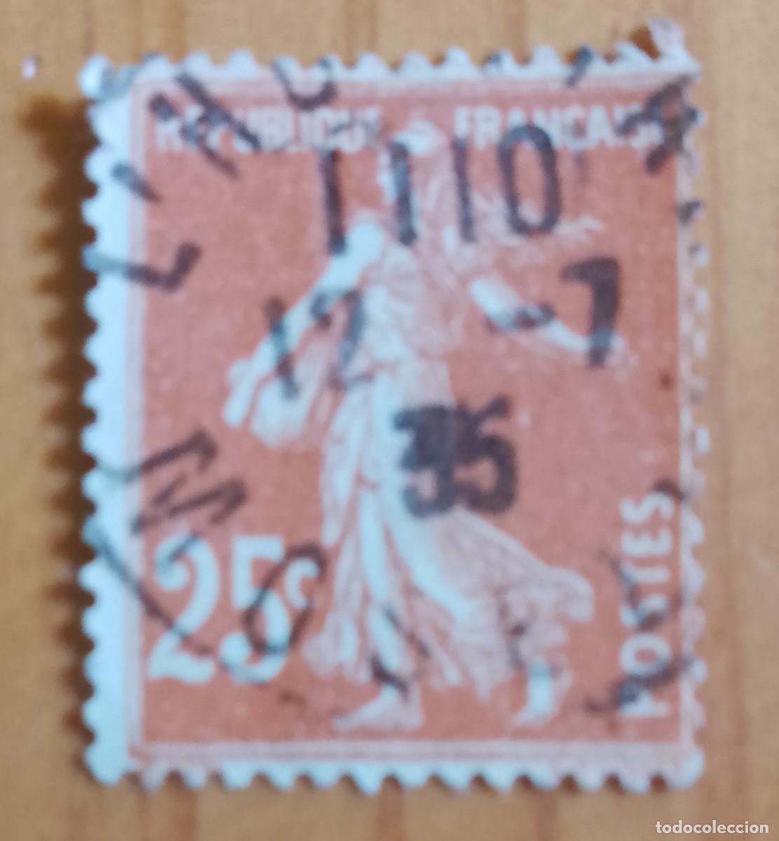 Sellos: FRANCIA - V/F 25 C - A&Ntilde;O 1927 - LA SEMBRADORA - MATASELLO IDENTIFICATIVO. 12.7.35