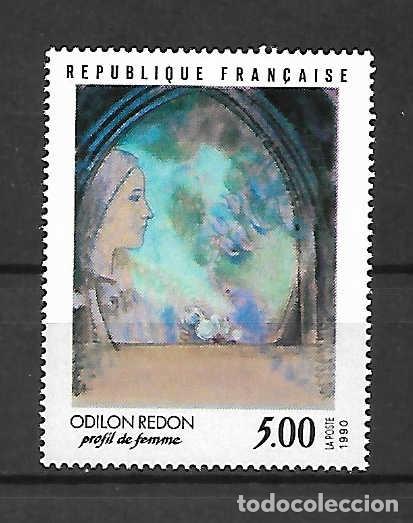 Sellos: Odilon Redon (1840-1916) pintor, Francia. sello a&ntilde;o 1990 Yvert 3,00 &euro;