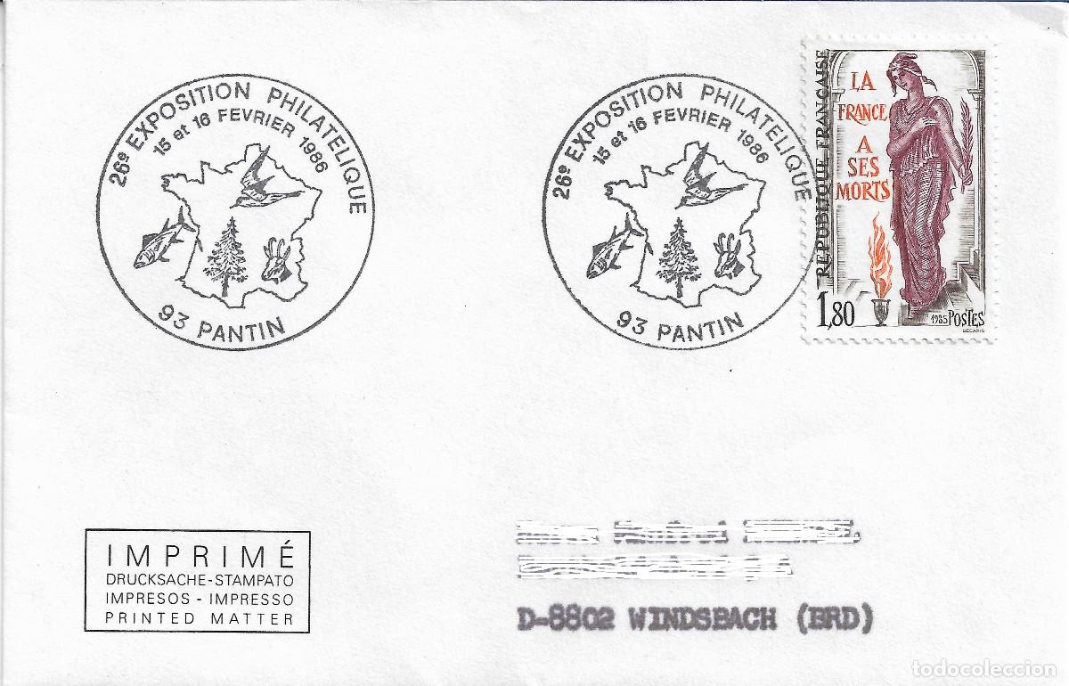Sellos: FRANCIA 1985 CARTA FDC MICHEL DE 2389