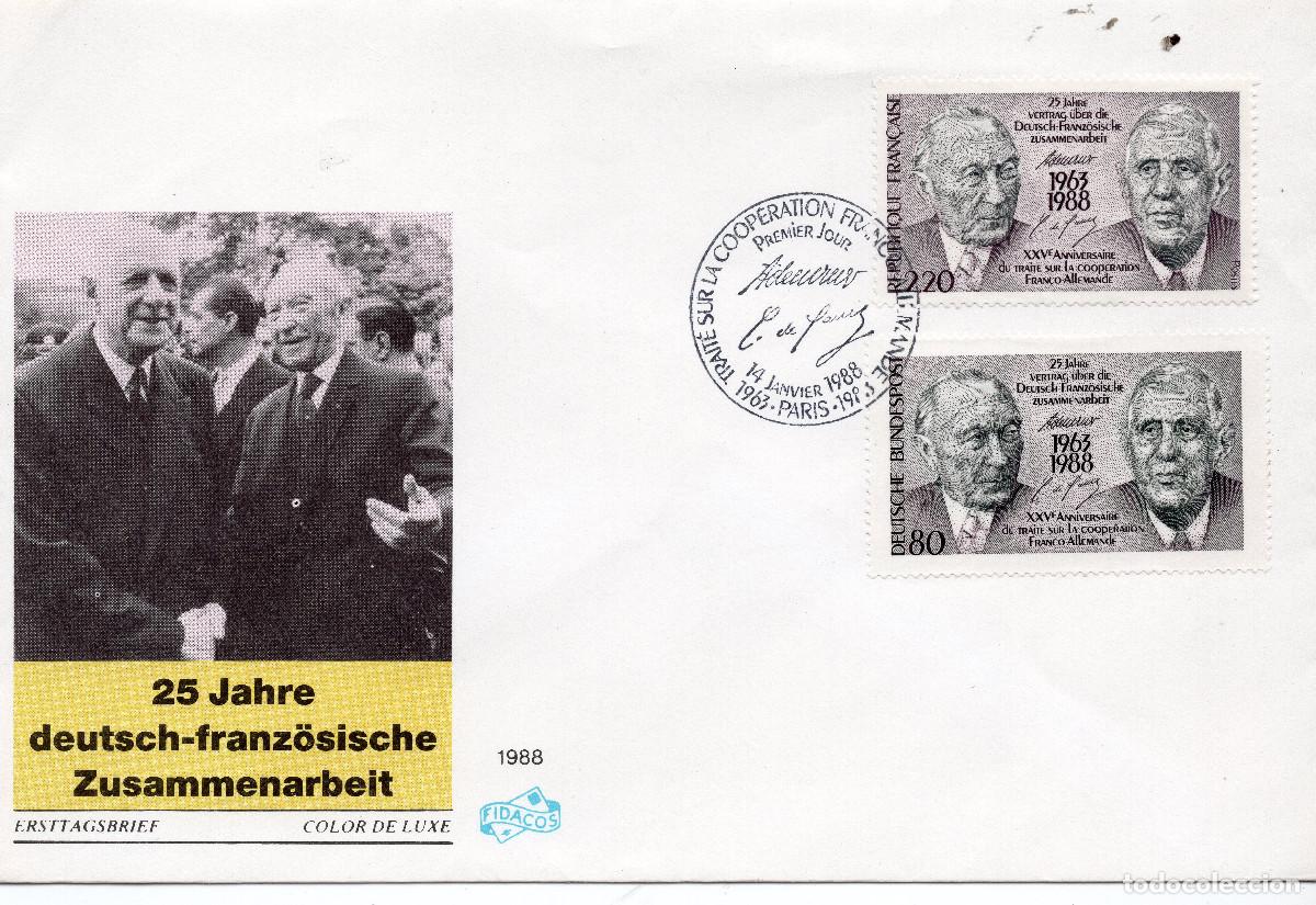 Sellos: FRANCIA 1988 CARTA FDC MICHEL DE 2501+ALEMANIA 1351
