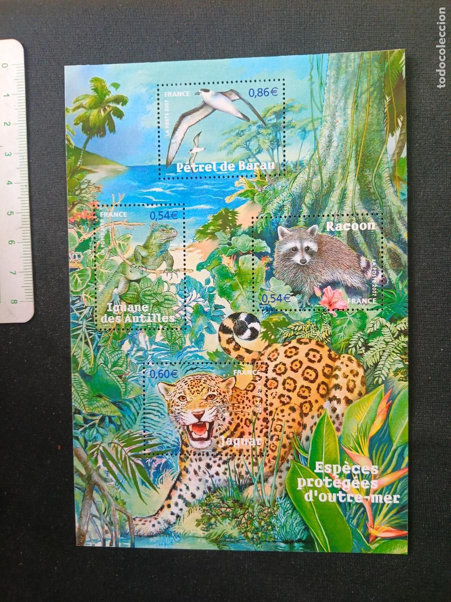 Sellos: Francia. Hojita nueva. Especies protegidas
