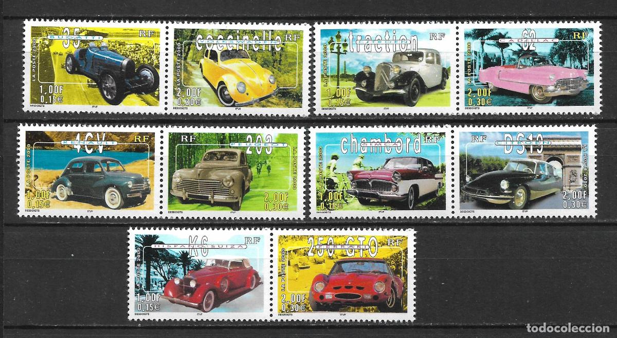Sellos: francia a&ntilde;o 2000 scott 2770 ** mnh automoviles 7.50&euro; - 22/2