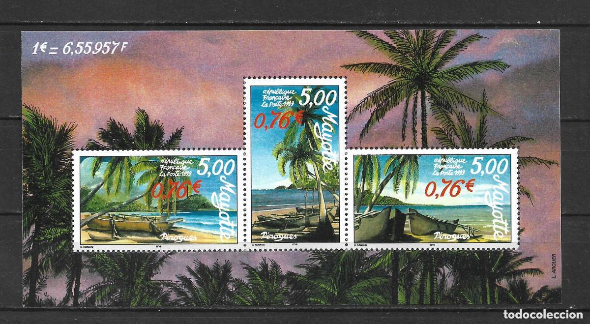 Sellos: francia mayotte 1999 scott 129 ** mnh barcos piraguas 8&euro; - 31/12