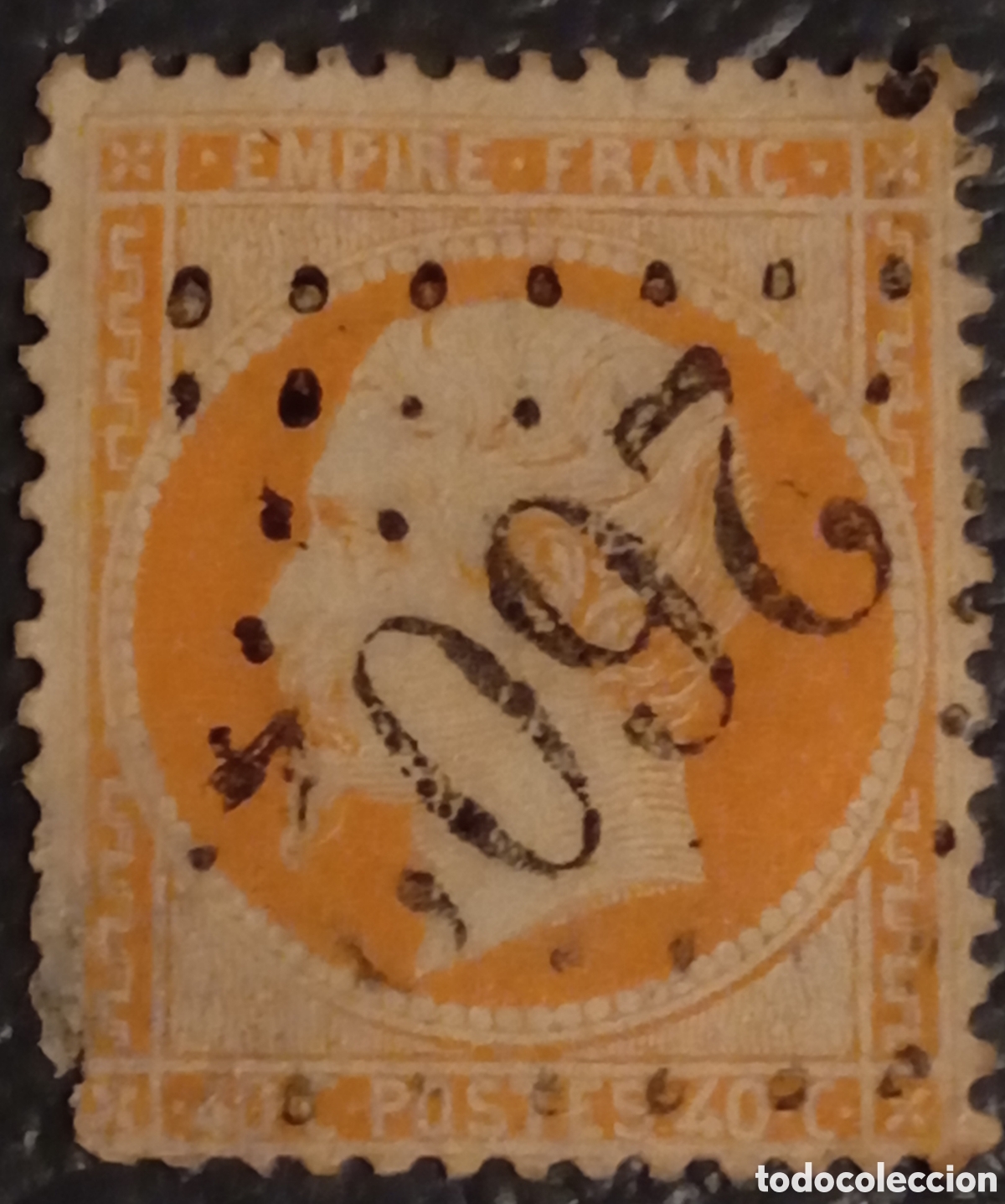 Sellos: Sello Francia 1862 - Napole&oacute;n III 40c Naranja - Yvert n&ordm; 23 - Matasellos Gros Chiffres 2602&rdquo;