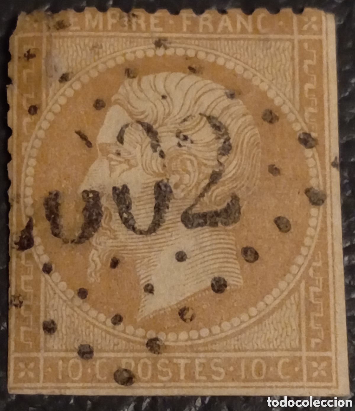 Sellos: Francia 1862 - Sello Napole&oacute;n III 10c Bistre - Cat. Yvert n&ordm; 21