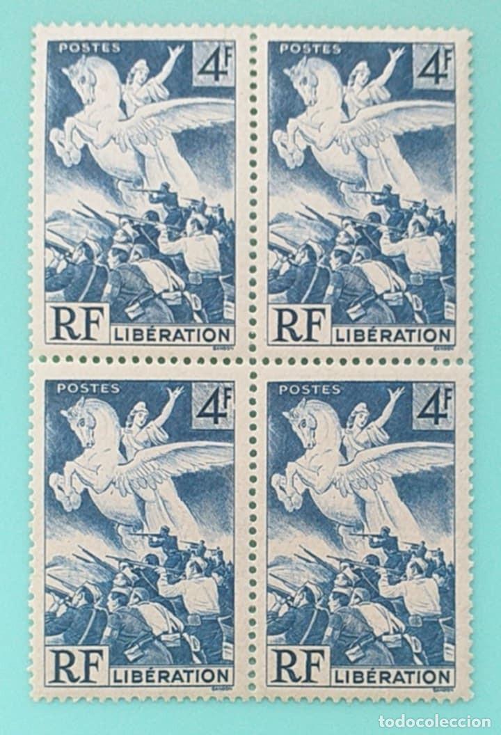 Sellos: Sellos Francia 1945 N&ordm; 669 Bloque de cuatro Liberaci&oacute;n de Francia 4v.** MNH