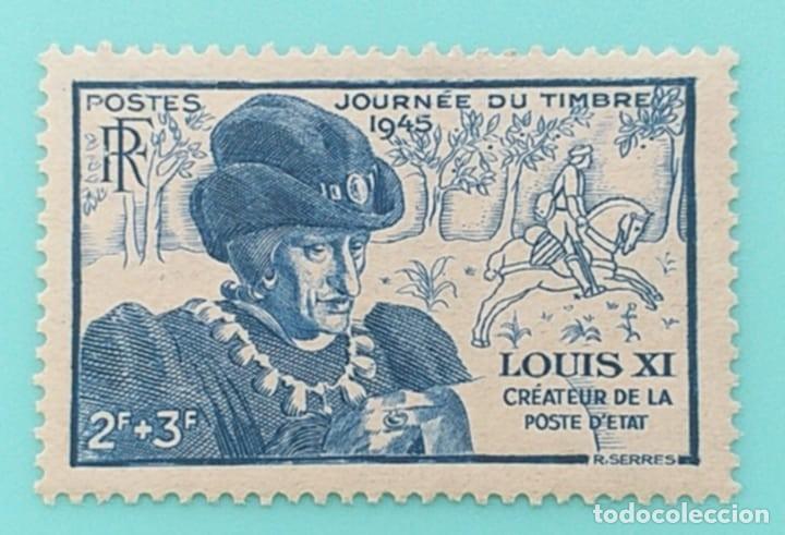 Sellos: Sellos Francia 1945 N&ordm;743 Dia del Sello Louis XI 1v.** MNH