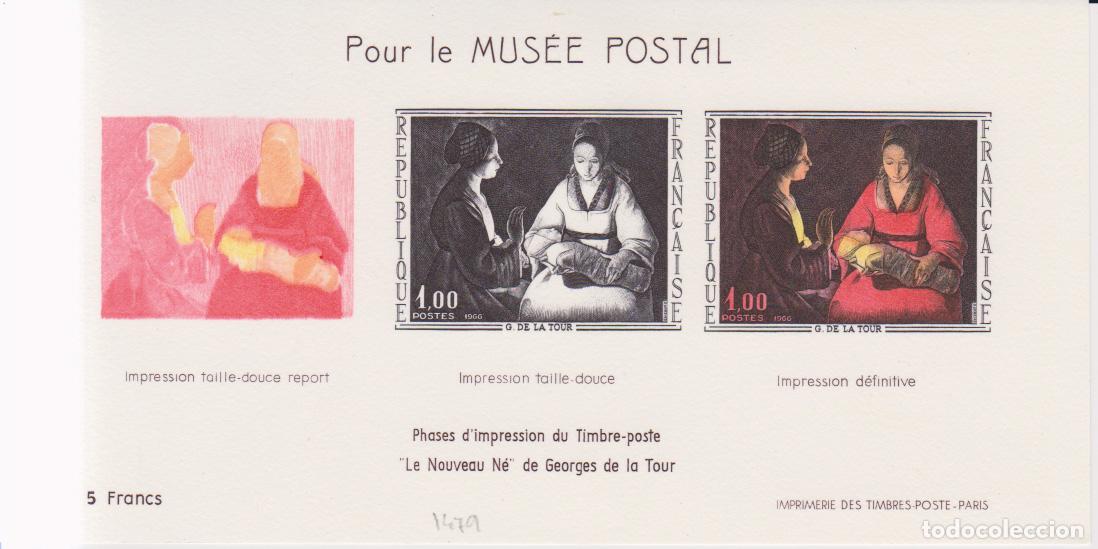 Sellos: Francia 1966 yvert 1479 Hoja especial El nuevo nacido por Georges de la Tour (E11077j)