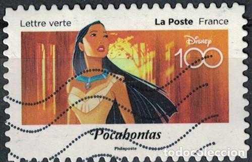 Sellos: Francia 2023 Oblit&eacute;r&eacute; Used Disney 100 ans d'histoires &agrave; partager Pocahontas Y&T FR 2320