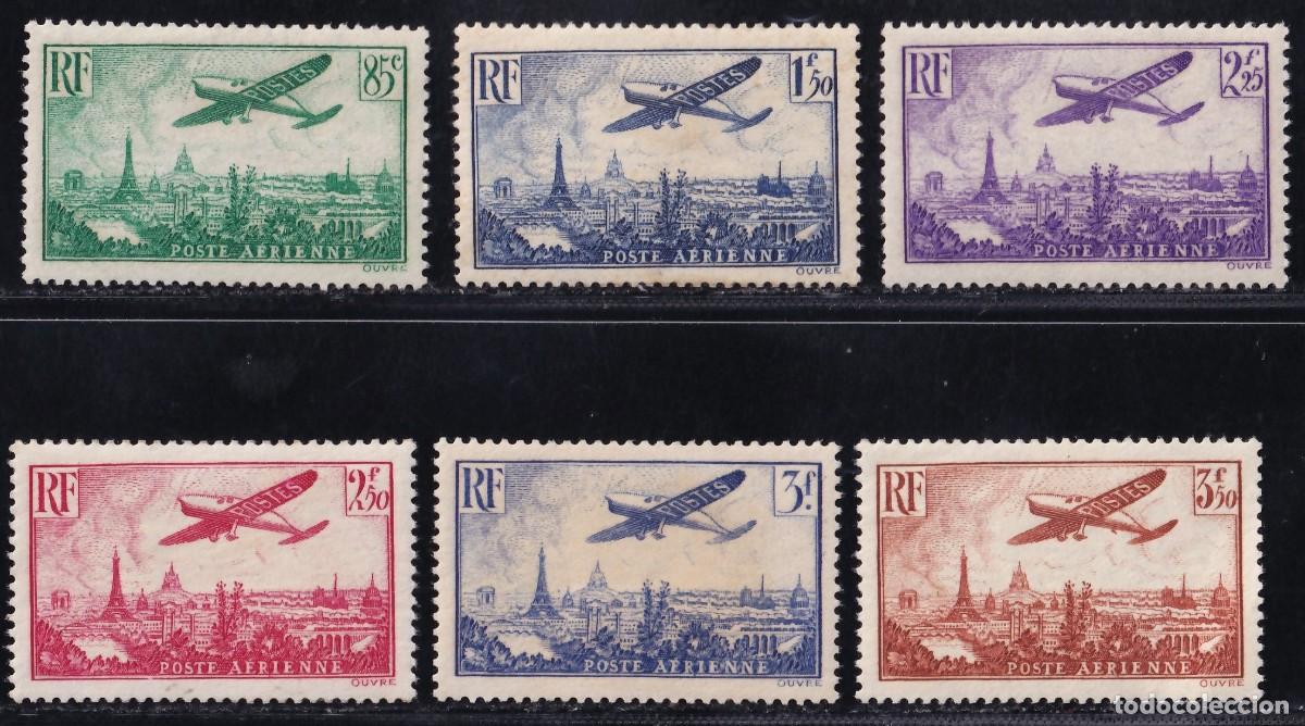 Sellos: Francia, A&eacute;reos 1936 Y&T. 8 / 13 /*/
