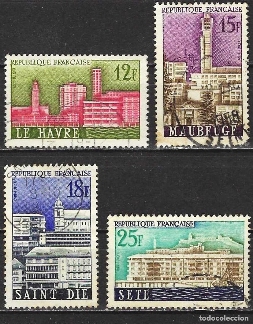 Sellos: Francia 1958 - Mi 1188 a 1191 - YT 1152 a 1155 - Ciudades reconstruidas ( Serie completa )