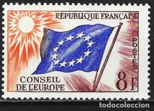Sellos: Francia 1958 - Mi CE2 - YT S 17 - Bandera del consejo de Europa - MNH** ( sello de Servicio )