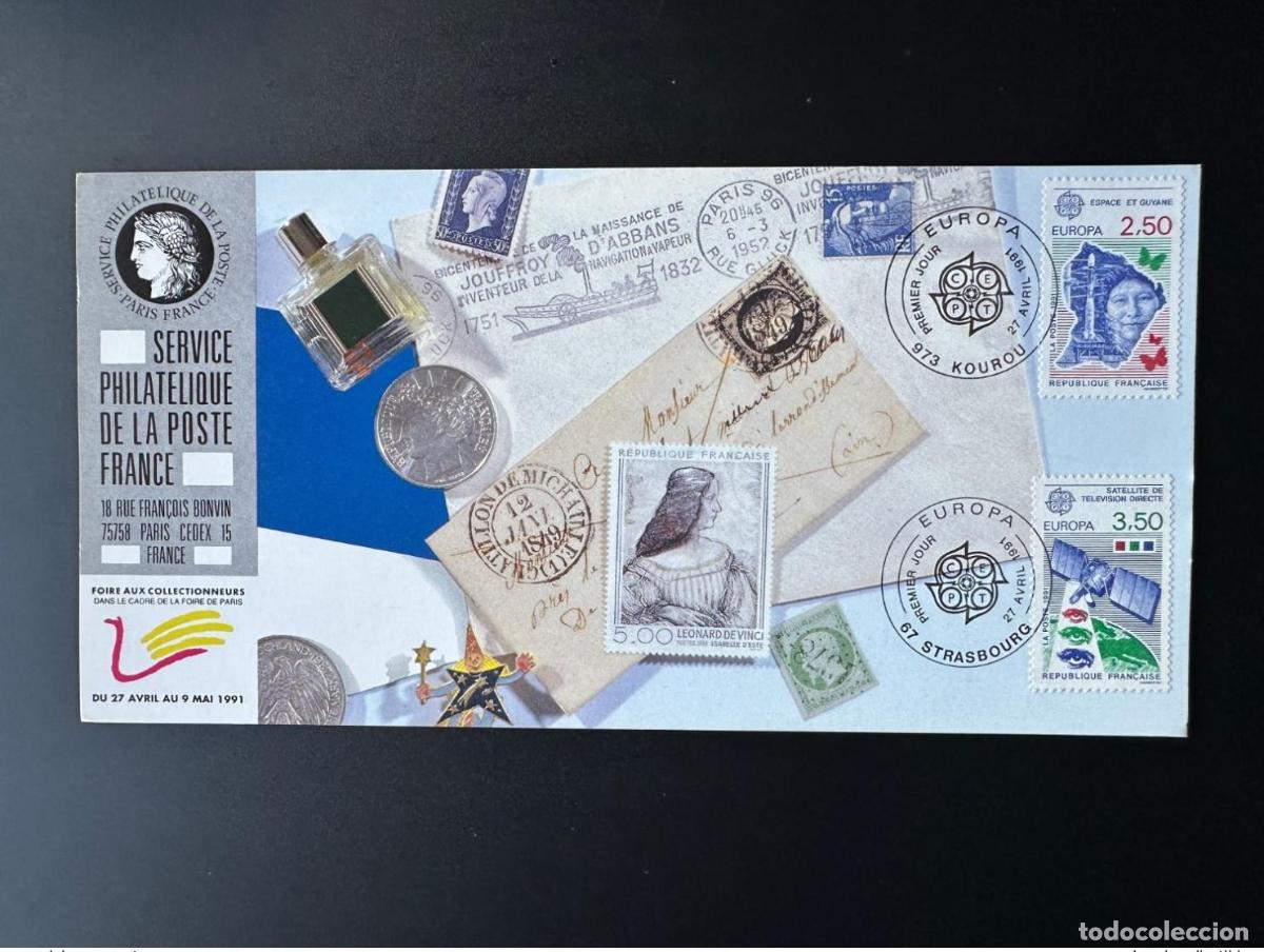 Sellos: ??? Mapa oficial Exposition Foire Paris 1991 FDC Europa CEPT Espace