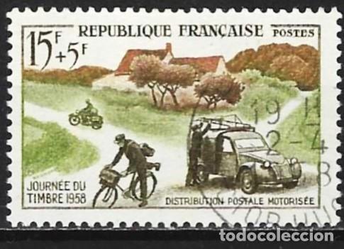 Sellos: Francia 1958 - Mi 1187 - YT 1151 - Los correos : Moto y coche 2CV