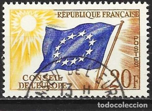 Sellos: Francia 1958 - Mi CE3 - YT S 18 - Bandera del consejo de Europa ( sello de Servicio )