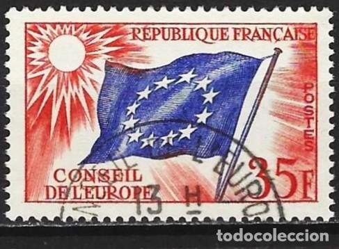 Sellos: Francia 1958 - Mi CE5 - YT S 20 - Bandera del consejo de Europa ( sello de Servicio )