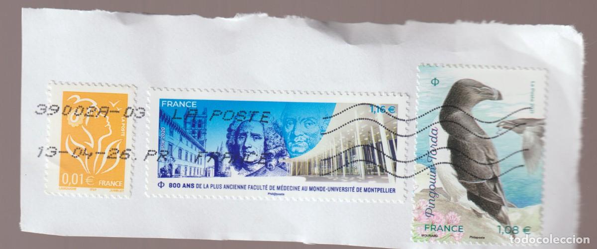 Sellos: France 2020 - Sellos usados sobre fragmento