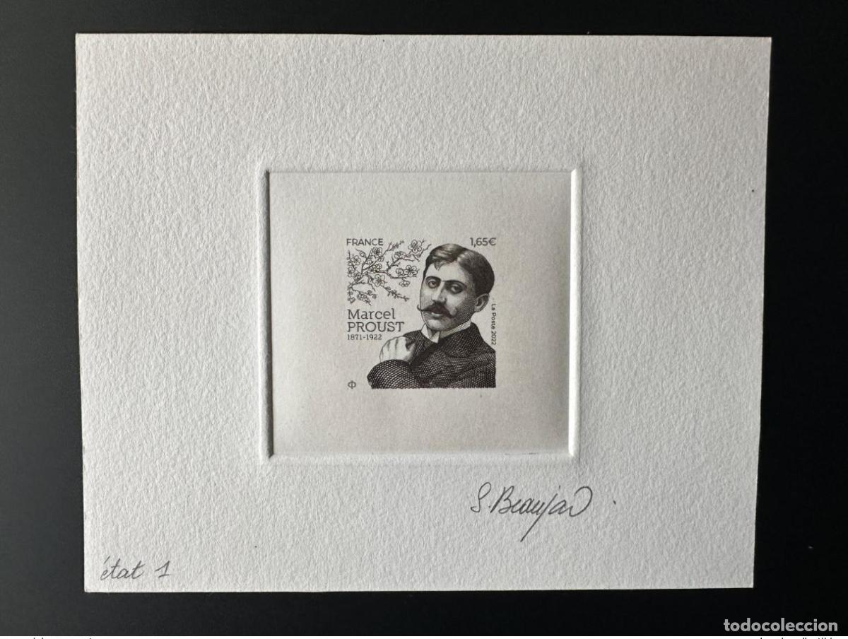 Sellos: France 2022 YT 5615 Artist proof ETAT Marcel Proust noir black