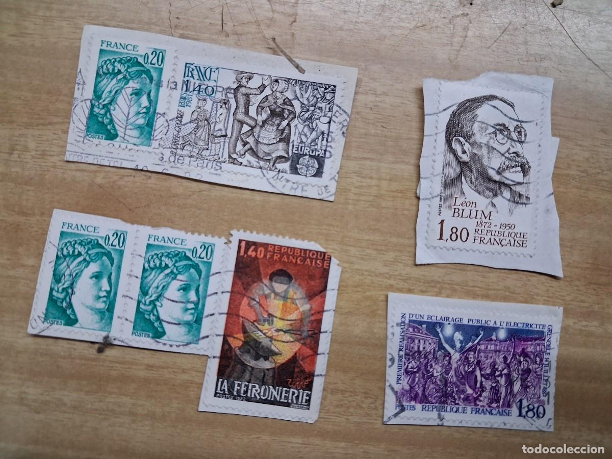 Sellos: Lote 7 sellos Francia -La Petronerie - bourr&eacute;e croiss&eacute;e 1981 - eclairage public - Leon blum 1,80 ...