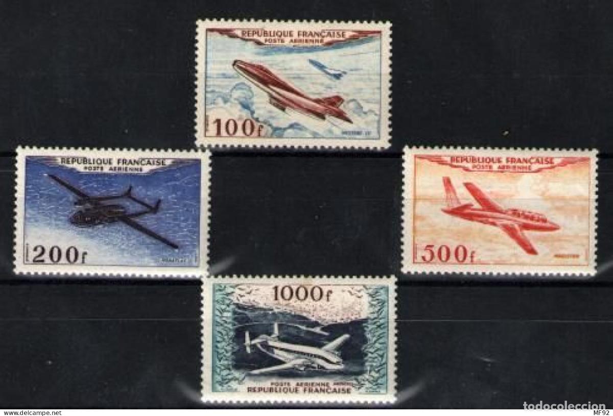 Sellos: Francia (a&eacute;reos) n&ordm; 30/33. A&ntilde;o 1954