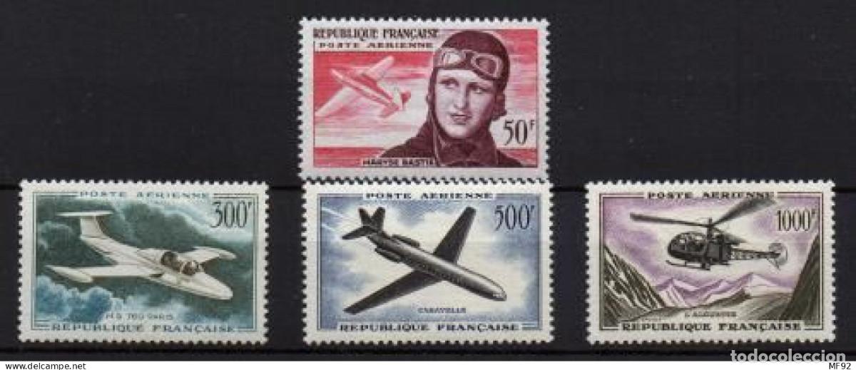 Sellos: Francia (a&eacute;reos) n&ordm; 34/37. A&ntilde;o 1955