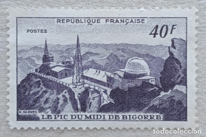 Sellos: 1951. FRANCIA. 916. Observatorio del Pic de Midi de Bigorre. Usado.