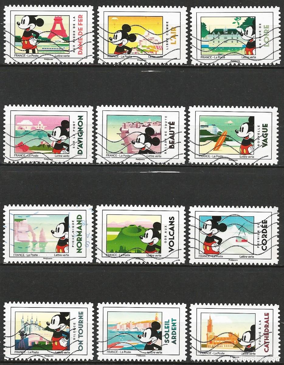 Sellos: Francia 2018 - Mi 7055 a 7066 - YT Ad 1582 a 1593 - Mickey ( Serie completa )