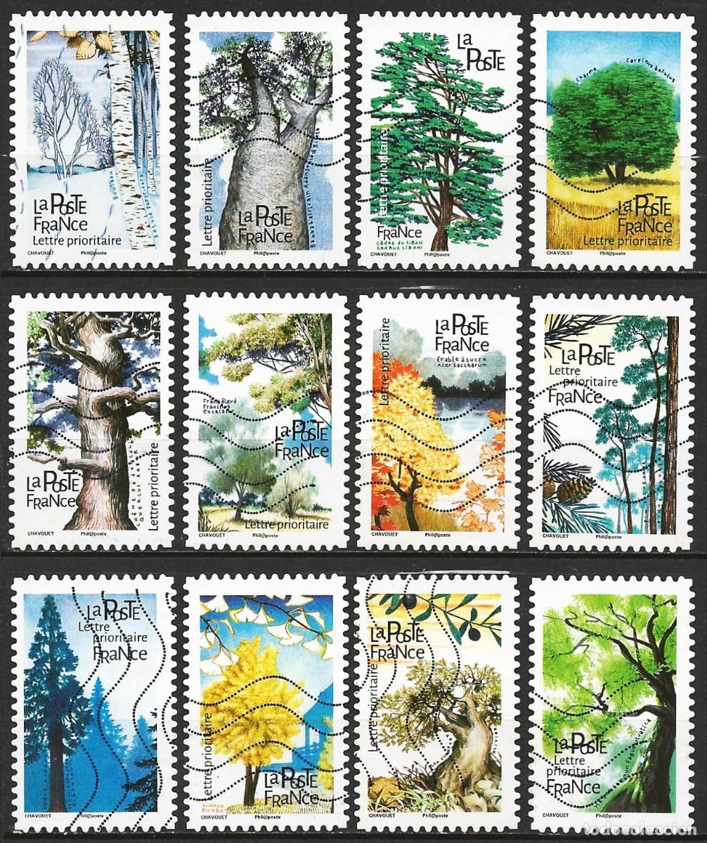 Sellos: Francia 2018 - Mi 7088 a 7099 - YT Ad 1605 a 1616 - Arboles ( Serie completa )