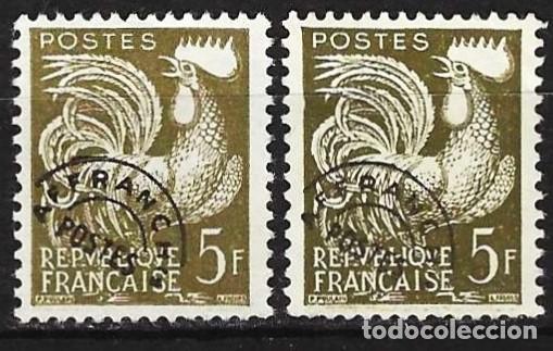 Sellos: Francia 1957 - Mi 1150 - YT Po 107 - Gallo galo - Precancelado ( 2 tonos )
