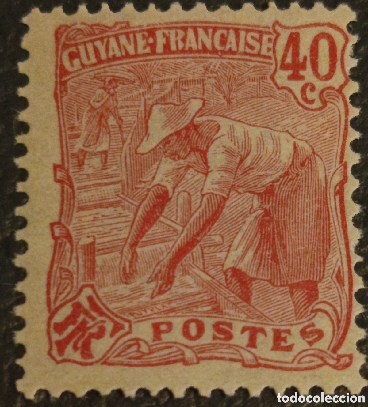 Sellos: Guayana Francesa 1904 - Buscador de Oro 40c Rojo - YT #61 MH