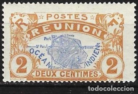 Sellos: Reuni&oacute;n 1907 - Mi 57 - YT 57 - Mapa de la Isla - MNH**
