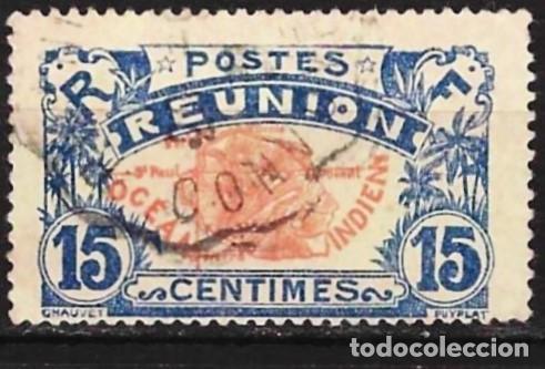 Sellos: Reuni&oacute;n 1928 - Mi 94 - YT 109 - Mapa de la isla