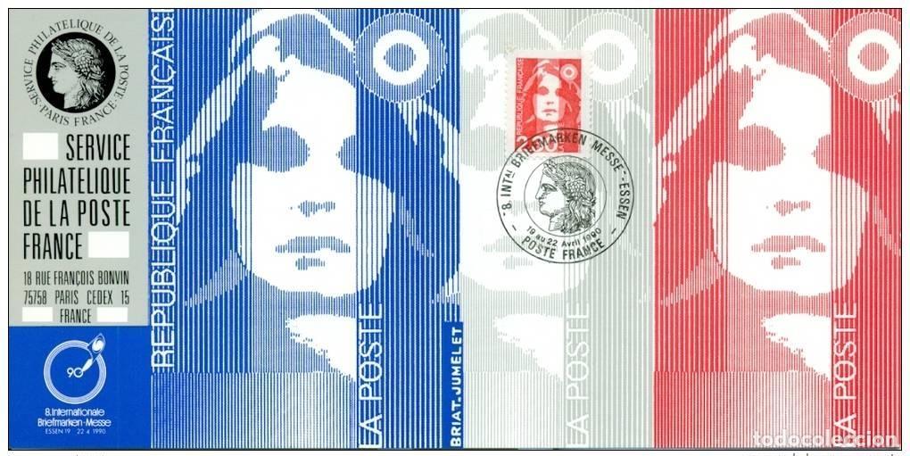 Sellos: 061 Tarjeta oficial Exhibition Essen 1990 Francia FDC Marianne de Briat 2.30
