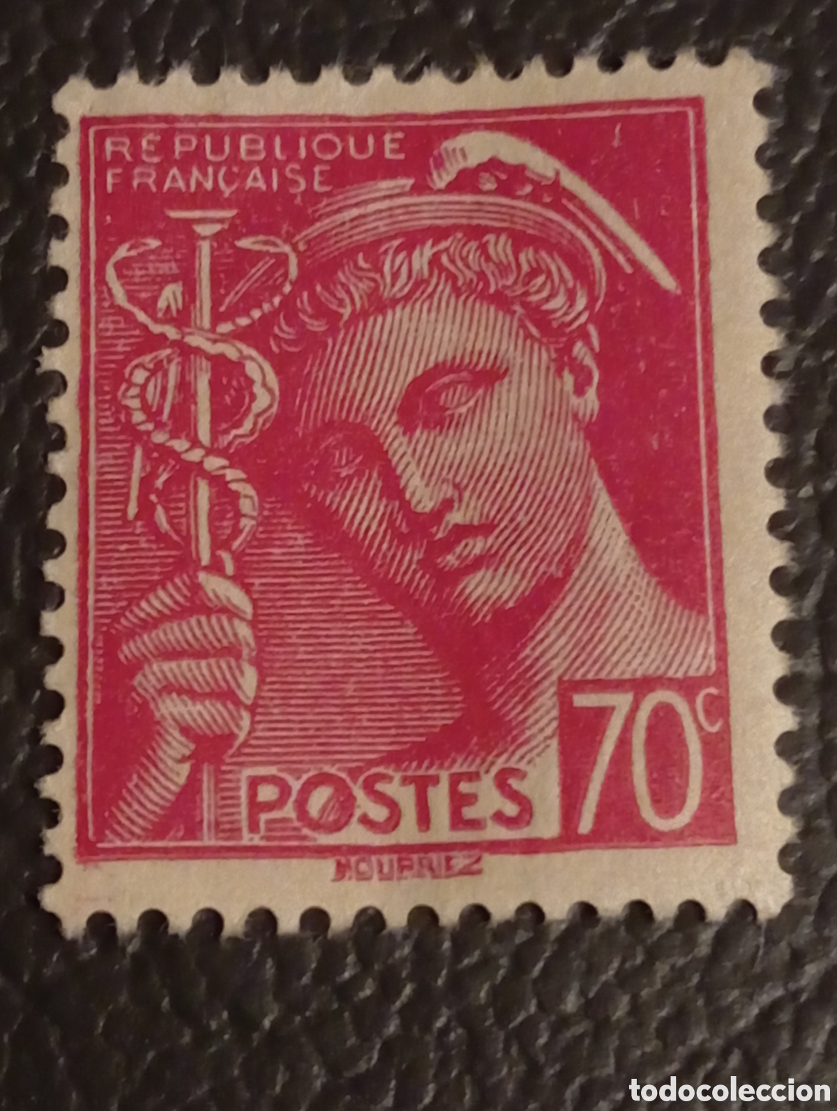 Sellos: Francia 1939 - Mercurio 70c Lilas-rosa - Yvert #416 MNH**
